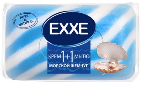 EXXE Крем-мыло 1+1 'Морской жемчуг' (СИНЕЕ полосатое), 90г х 1штука