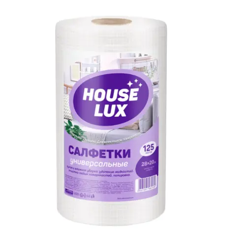 House Lux №125 салфетка универсальная 28х20 спанлейс 45г/м2 рулон гофра