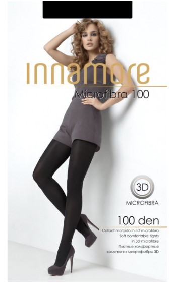 INNAMORE колготки microfibra 100  nero 5 теплые матовые из 3D микрофибры