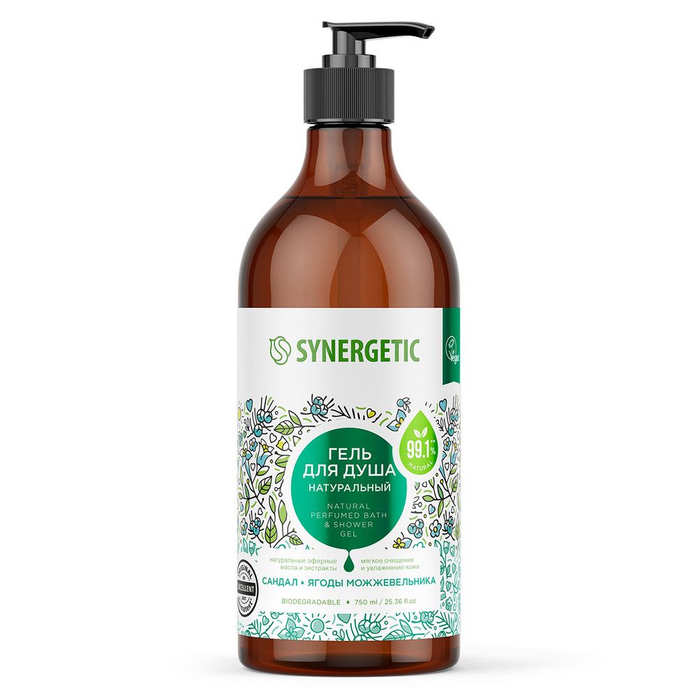 Synergetic гель для душа сандал и ягоды можжевельника 750 мл
