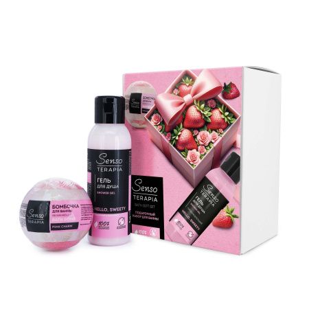 Подарочный набор strawberry fun гель для душа для бодрого утра hello sweety 90 мл клубничная увлажняющая бомбочка для ванны pink charm