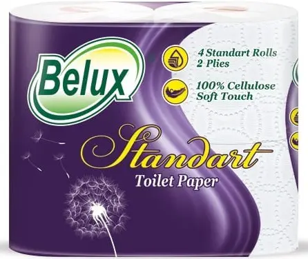 Туалетная бумага belux стандарт 4 шт 2 сл белая