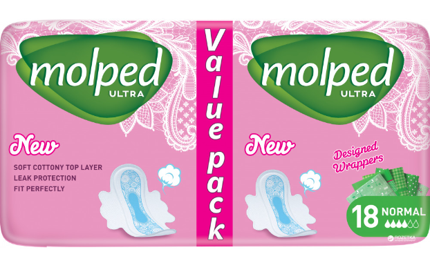 Molped прокладки женские гигиенические ULTRA с крылышками НОРМАЛ, 18шт