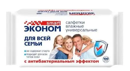Эконом Smart №100 влажные салфетки для всей семьи с антибактериальным эффектом