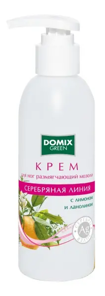 Domix green крем для ног размягчающий мозоли с лимоном ланолином и наносеребром 200 мл