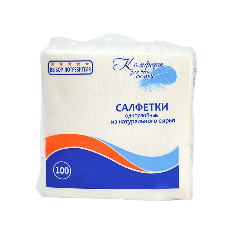 Лепота салфетки 100  п/э 1-сл. 24*24 белые (100%)