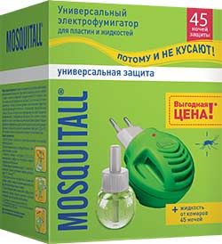 Mosquitall комплект универсальная защита электрофумигатор жидкость 45 ночей от комаров