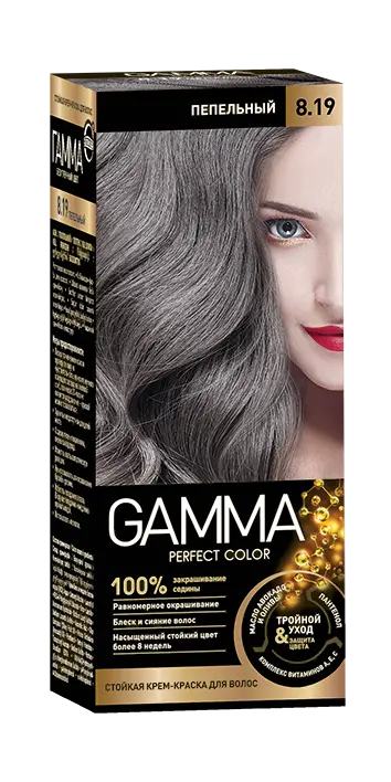 Gamma Perfect Hair стойкая крем краска тон 8.19 пепельный