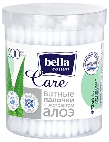 BELLA Ватные палочки 200 шт. с экстр. алоэ в круг.коробочке