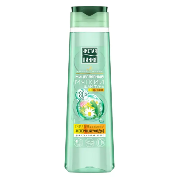 Чистая Линия фитотерапия мицеллярный мягкий шампунь экспертный уход 5в1 400 мл