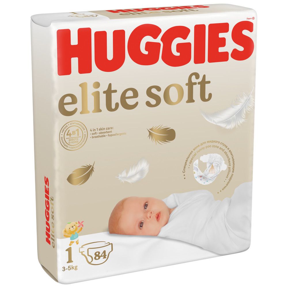 Huggies Elite Soft подгузники для новорожденных 3-5 кг 1 размер 84 шт