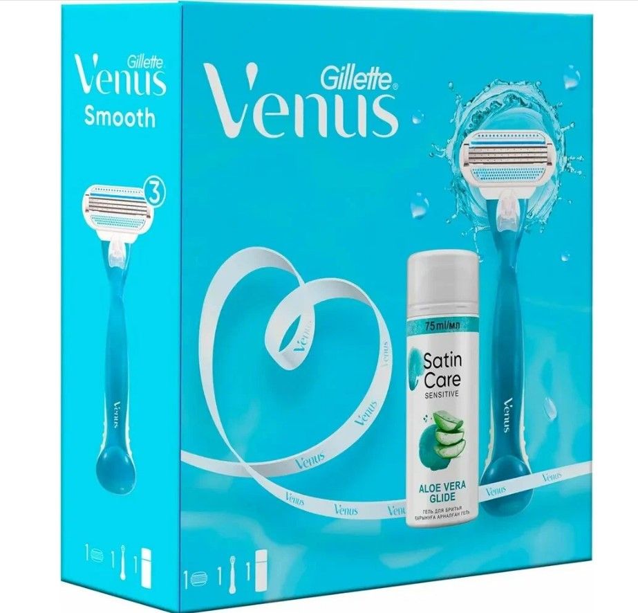 Подарочный набор станок venus c 1 кассетой + satin care гель для бритья для чувствительной кожи 75 мл