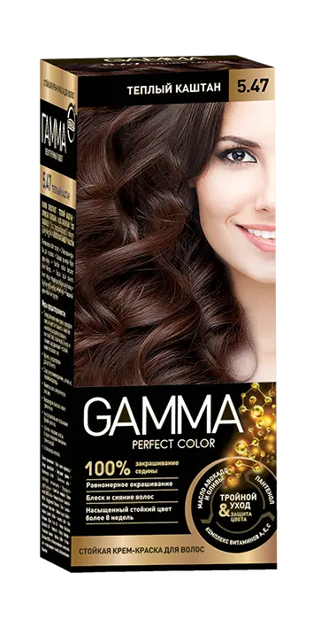 Gamma Perfect Hair стойкая крем краска тон 5.47 теплый каштан