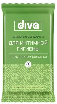 DIVA intimate № 20 влажные салфетки  для интимной гигиены c экстрактом ромашки