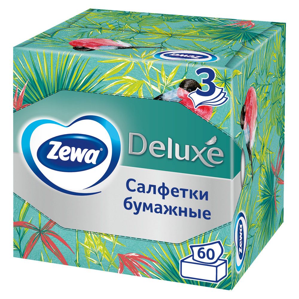 Zewa салфетки для лица 3 х слойные deluxe арома коллекция 60 шт