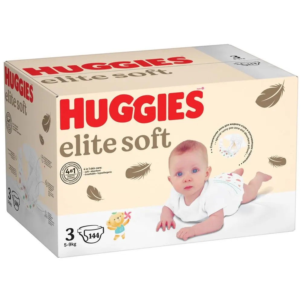 Huggies Soft подгузники 5-9 кг 3 размер 144 шт