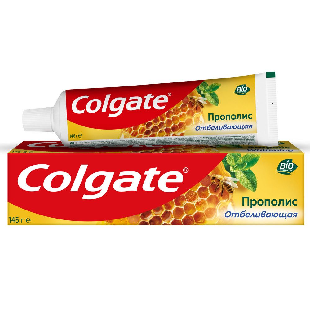 Colgate зубная паста прополис отбеливающая с натуральными ингредиентами для бережного отбеливания зубов и сохранения здоровья десен 100 мл