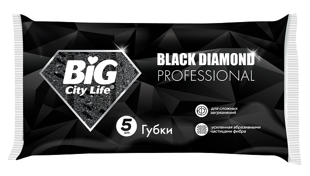 BIG City губки кухонные крупнопористые black diamond 5 шт