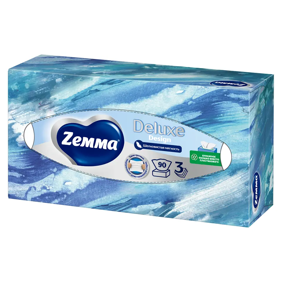 Zemma салфетки для лица 3 х слойные deluxe design 90 шт