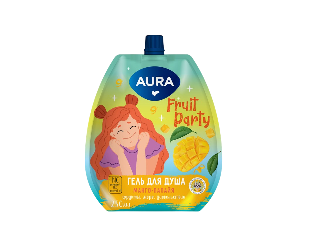 Aura гель для душа манго папайя дой пак 250 мл