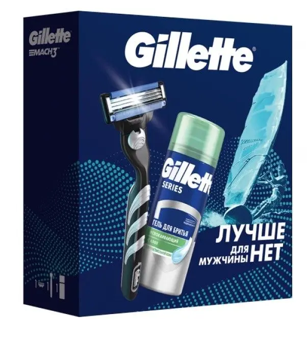 Подарочный набор gillette с 1 кассетой + гель для бритья для чув кожи алоэ 75 мл