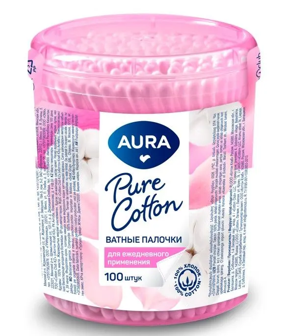 Aura ватные палочки 100 шт стакан
