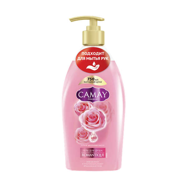Camay романтик парфюмированный гель для душа с ароматом алых роз для всех типов кожи 750 мл