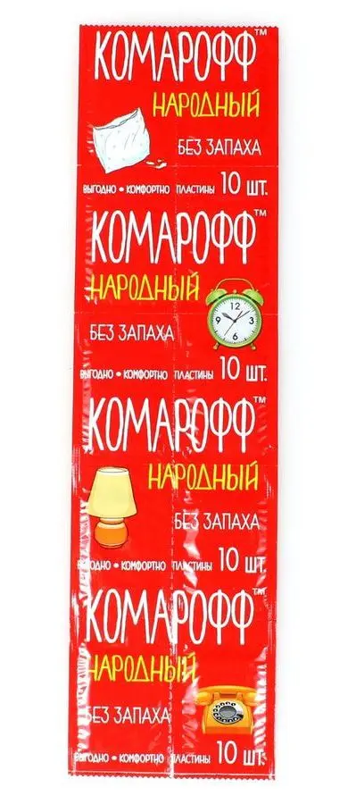 КОМАРОФФ оффлайн НАРОДНЫЙ Пластины продольные без запаха, 10 шт