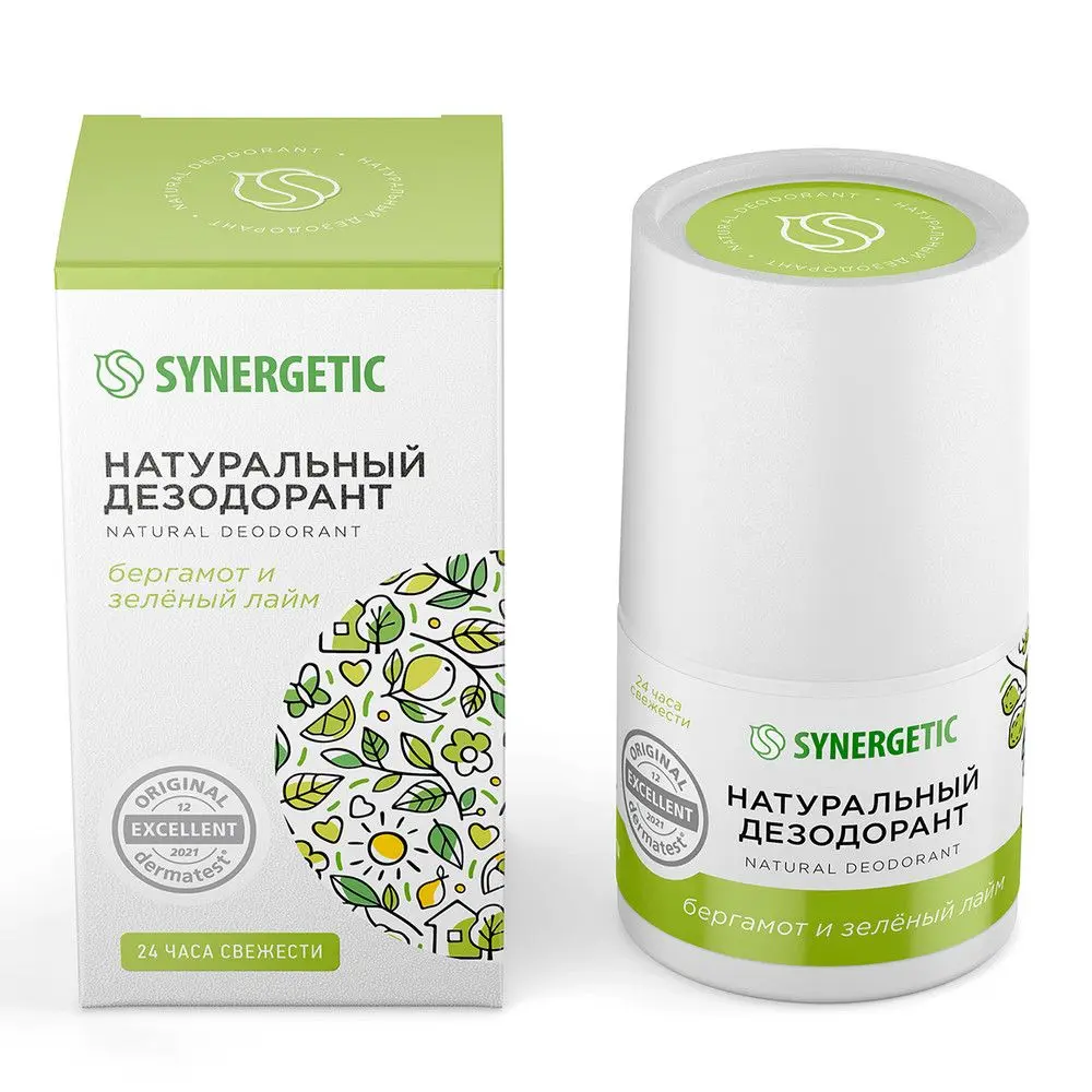 Synergetic натуральный дезодорант бергамот зеленый лайм 50 мл