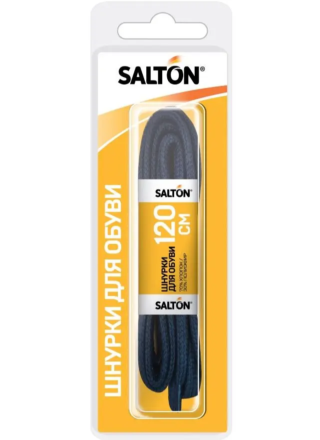 Salton шнурки для обуви с пропиткой 120 см плоские черные