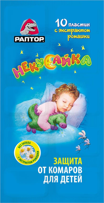 РАПТОР НЕКУСАЙКА Пластины от комаров для детей в мини-прилавке