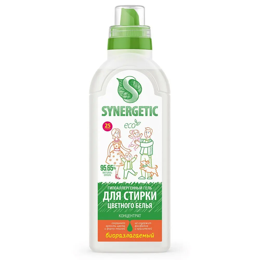 Synergetic гель для стирки для цветного белья 0,75 л 25 стирок