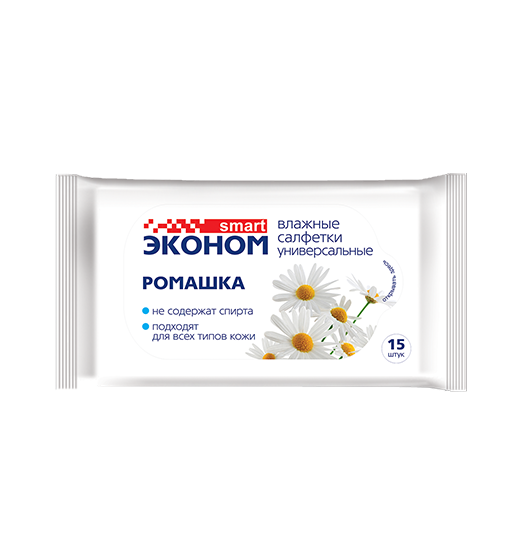 Эконом smart №15 влажные салфетки ромашка