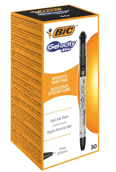 BIC ручка джелстик гелевая чёрная 1шт кор 30шт