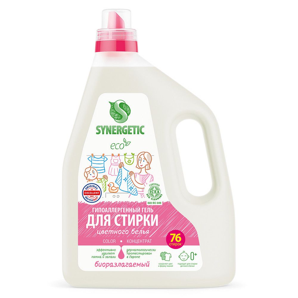 Synergetic color гель для стирки цветного белья 2,28 л 76 стирок