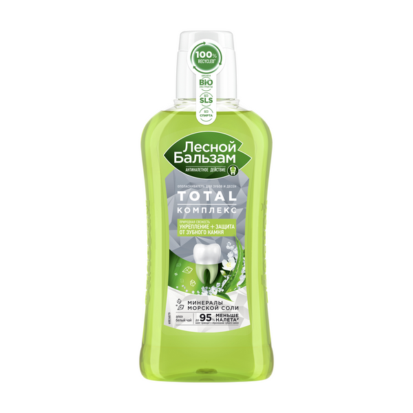 Лесной бальзам ополаскиватель для полости рта комплекс природная свежесть с алоэ и белым чаем 400 мл