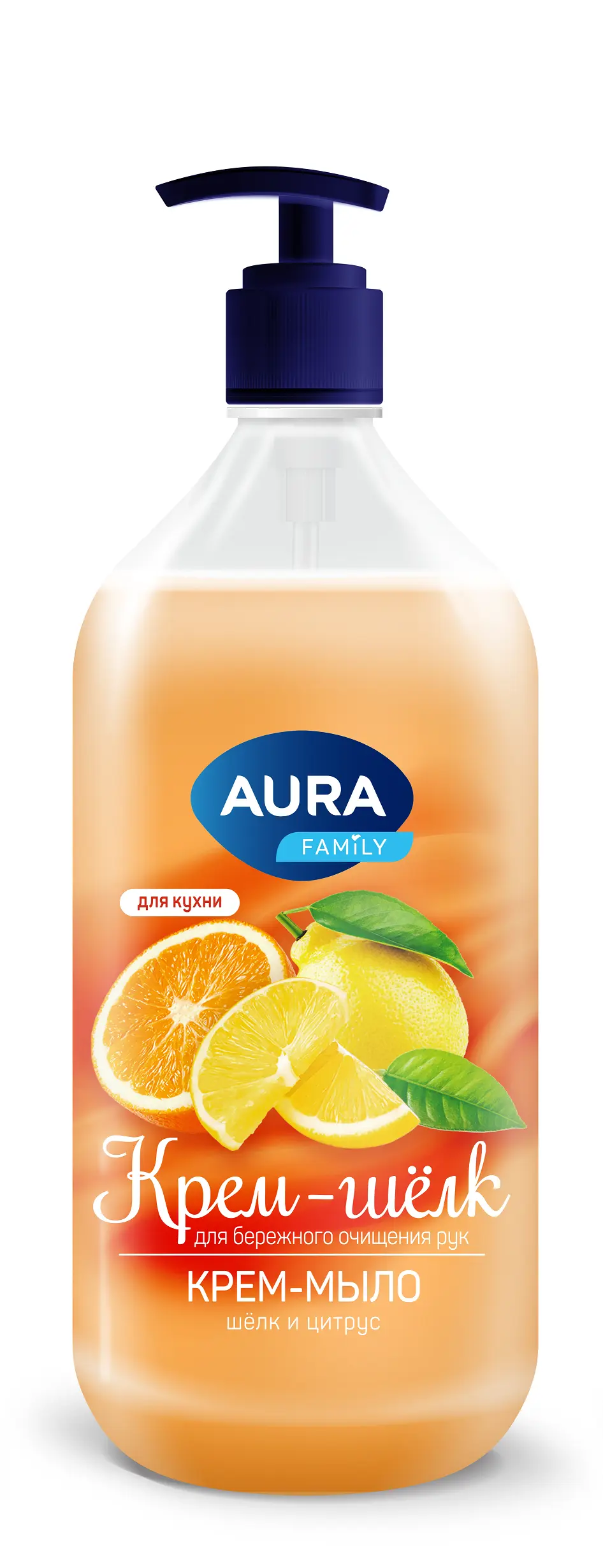 Aura крем мыло шёлк и цитрус new флакон дозатор 1000 мл