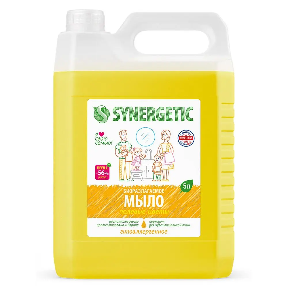 Synergetic жидкое мыло полевые цветы 5 л