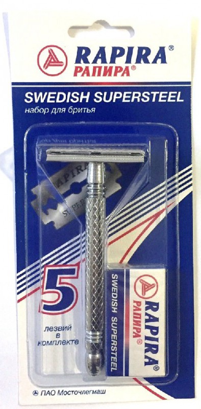 РАПИРА станок классич. +5 лезвий СУПЕРСТАЛЬ металлическая ручка