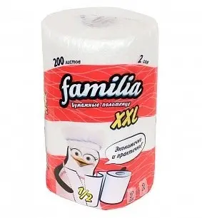 Бумажные полотенца Familia белые двухслойные XXL 1шт