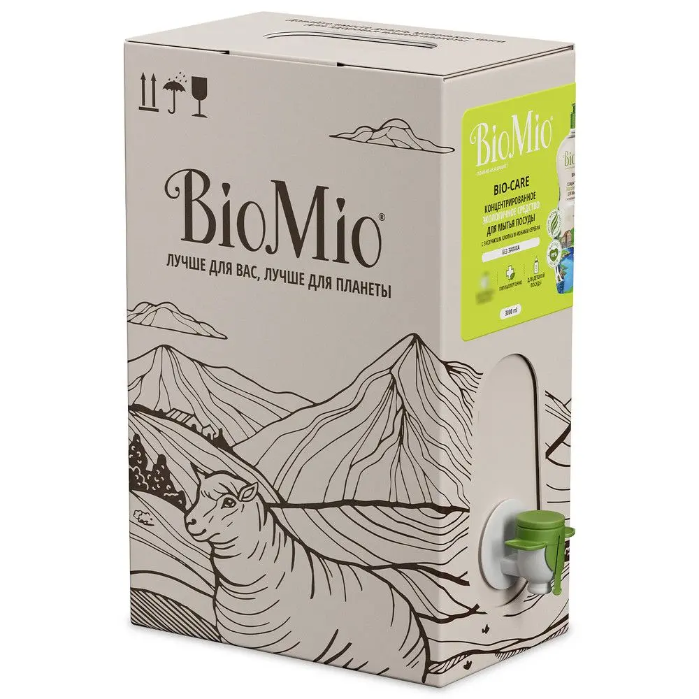 BioMio bio care экологичное средство для мытья посуды с экстрактом хлопка и ионами серебра концентрат без запаха 3000 мл