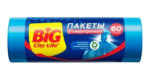 BIG City пакеты для мусора сверхпрочные 60л синие 10 шт