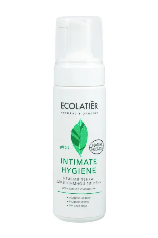 Ecolatier Нежная пенка для интимной гигиены с экстрактами шалфея и хлопка, 150 мл