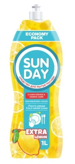 Sunday средство для мытья посуды экстра лимон парфюмированное 1л
