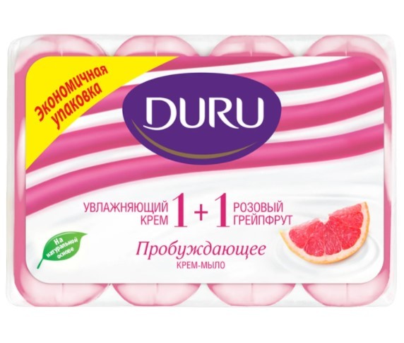 Duru туалетное мыло 1+1 Розовый грейпфрут Soft Sensations 4шт по 80г