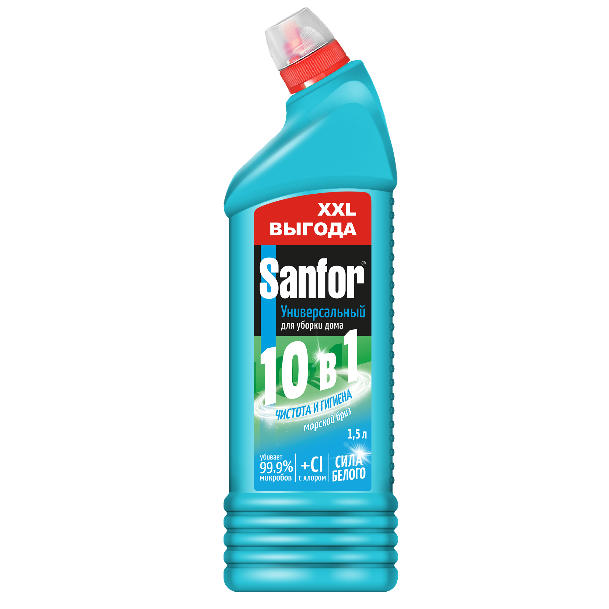Sanfor средство для чистки и дезинфекции 10 в1 морской бриз 1500 мл