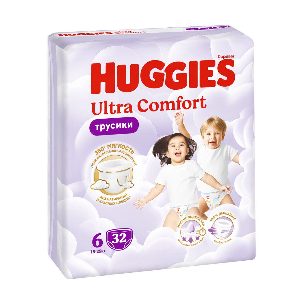 Huggies ultra comfort 6 15-25 кг трусики подгузники 32 шт