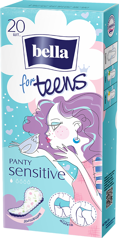 Прокладки ежедневные экстратонкие BELLA FOR TEENS Sensitive, 20шт