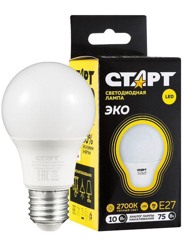 Старт лампа светодиодная LEDGLSE27 10W 30 WS