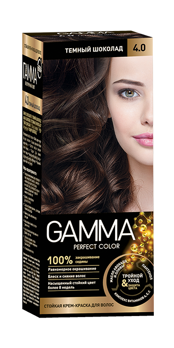 Gamma Perfect Hair стойкая крем краска тон 4.0 темный шоколад